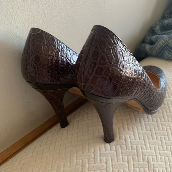 Cole Haan Brown Crocodile-Embossed Heels - Picture 8 of 10